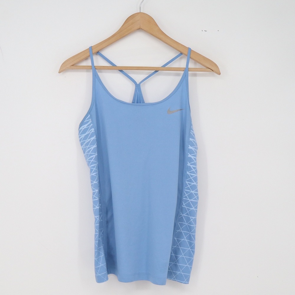 Nike Tank Top Womens M Dri-FIT Light Blue Racerback Mesh Activewear Excellent